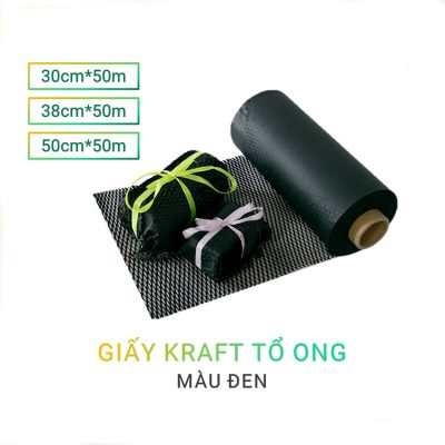 Giấy Tổ Ong kraft Đen 38cm*50m